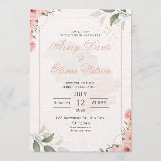 Customizable Wedding Invitation – Elegant Kaart (Voorkant)
