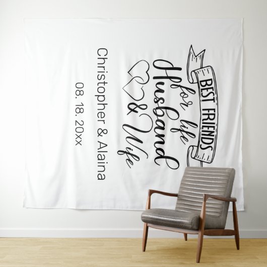 Customizable Wedding Quote Backdrop Wandkleed (In Situ (horizontaal))