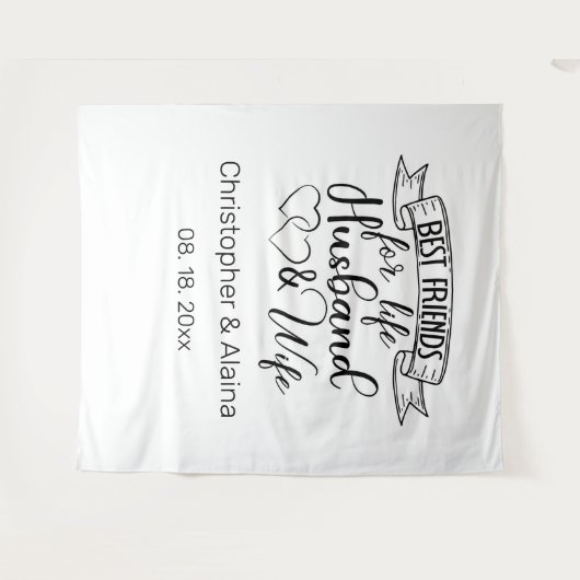 Customizable Wedding Quote Backdrop Wandkleed (Voorkant (horizontaal))