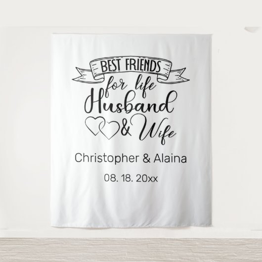 Customizable Wedding Quote Backdrop Wandkleed (Voorkant)