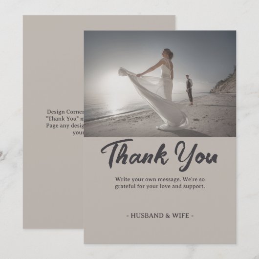 Customizable Wedding Soft Neutral Coastal Bedankkaart (Voorkant / Achterkant)