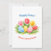 Customizable Whimsical Easter Tulips & Eggs Design Feestdagenkaart (Voorkant)