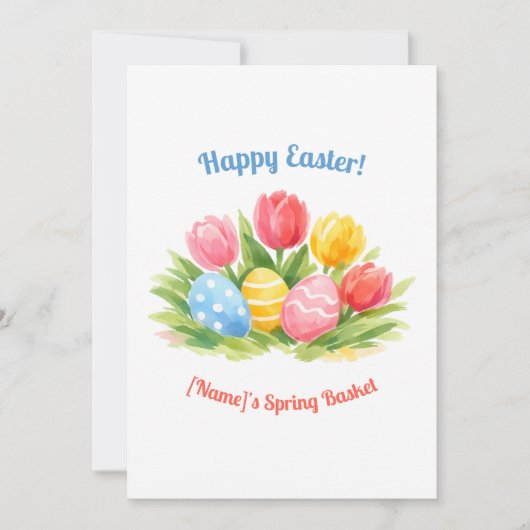 Customizable Whimsical Easter Tulips & Eggs Design Feestdagenkaart (Voorkant)