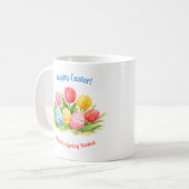 Customizable Whimsical Easter Tulips & Eggs Design Koffiemok (Voorkant links)