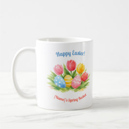 Customizable Whimsical Easter Tulips & Eggs Design Koffiemok