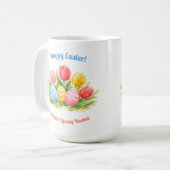 Customizable Whimsical Easter Tulips & Eggs Design Koffiemok (Voorkant links)