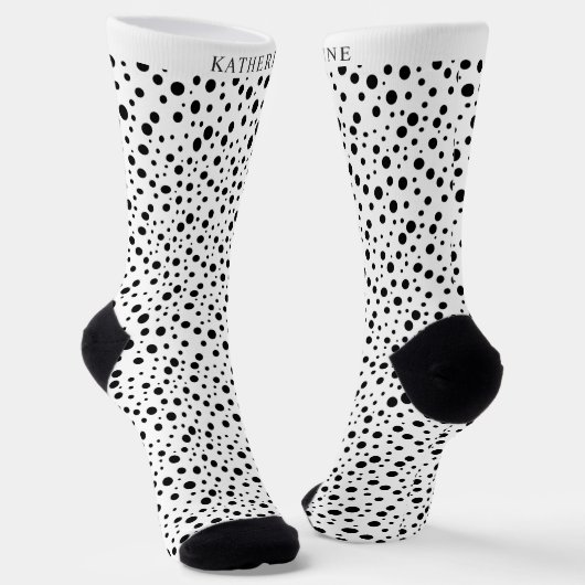 Customizable White and Black Polka Dot Design Sokken (Gebogen)