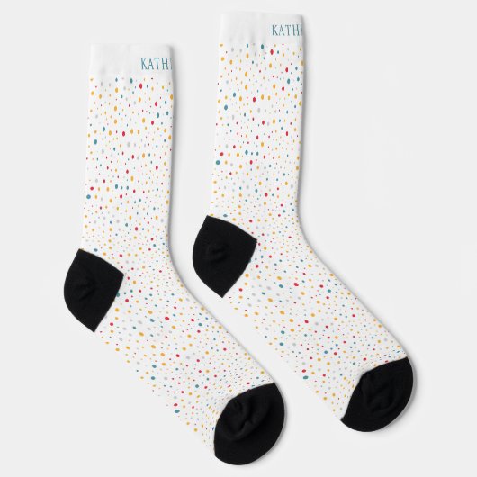 Customizable White Multicolor Polka Dot Sokken (Rechts)