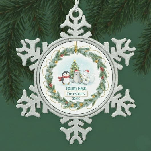 Customizable Winter Holiday Tin Sneeuwvlok Ornament
