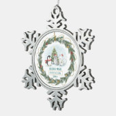 Customizable Winter Holiday Tin Sneeuwvlok Ornament (Rechts)