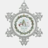 Customizable Winter Holiday Tin Sneeuwvlok Ornament (Voorkant)