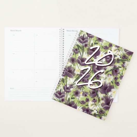 Customizable Year 2025 Purple Poppies Planner (Display)