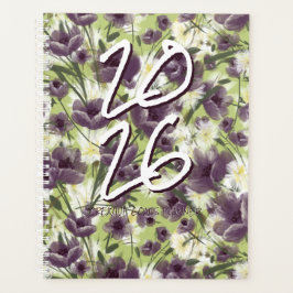 Customizable Year 2025  Purple Poppies Planner