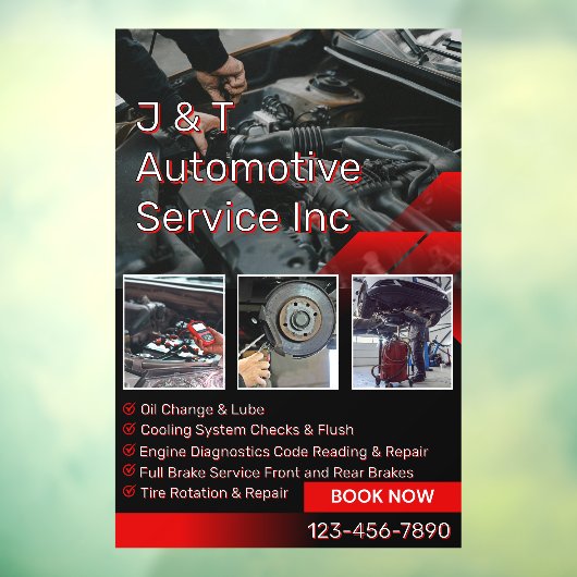 Customize Auto Repair Garage Service List With Log Raamsticker (Vel 3)