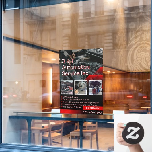 Customize Auto Repair Garage Service List With Log Raamsticker (Cafe Raam)