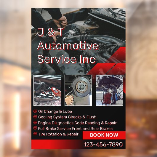 Customize Auto Repair Garage Service List With Log Raamsticker (Vel 2)