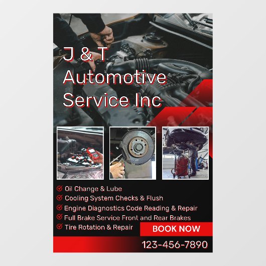 Customize Auto Repair Garage Service List With Log Raamsticker (Vel)