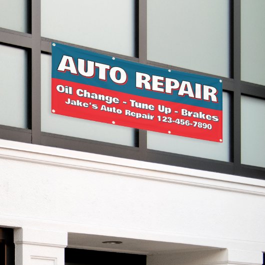 Customize Auto Repair Service Brakes Oil Change Spandoek (Buitenkant Gebouw)