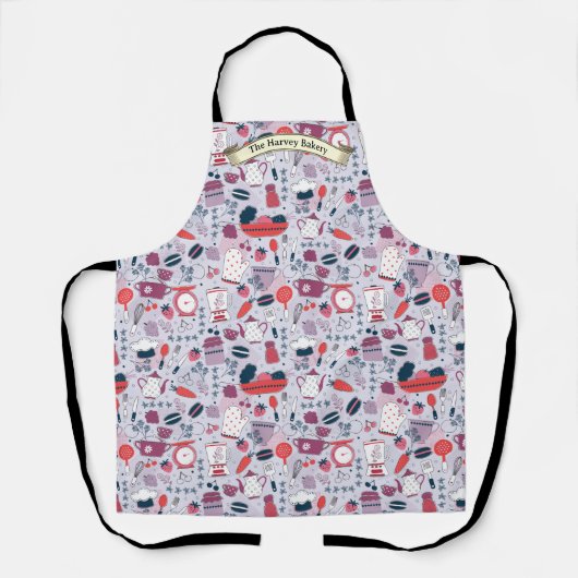 Customize Bakery Shop Kitchen Utensils Pattern Schort (Voorkant)