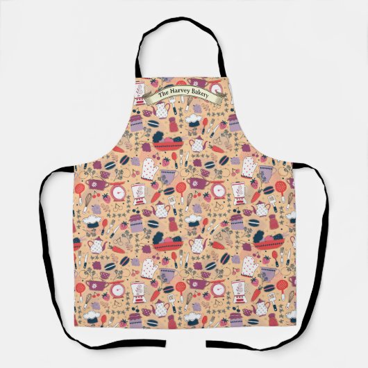 Customize Bakery Shop Kitchen Utensils Pattern  Schort (Voorkant)
