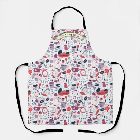Customize Bakery Shop Kitchen Utensils Pattern  Schort (Voorkant)