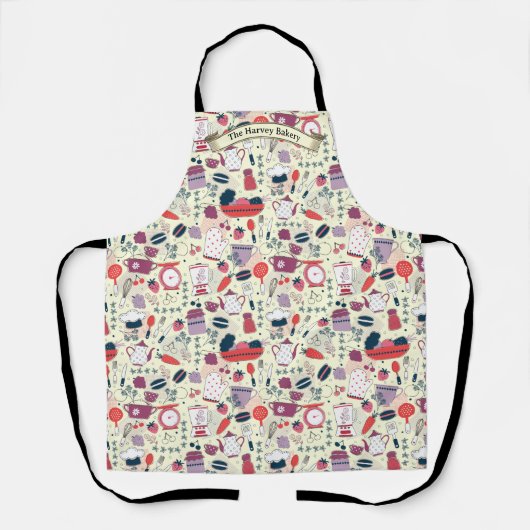 Customize Bakery Shop Kitchen Utensils Pattern Schort (Voorkant)
