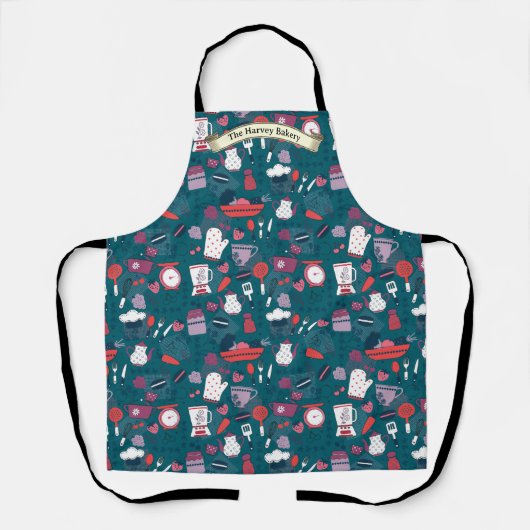 Customize Bakery Shop Kitchen Utensils Pattern Schort (Voorkant)