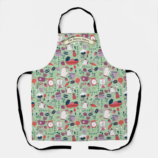 Customize Bakery Shop Kitchen Utensils Pattern Schort (Voorkant)