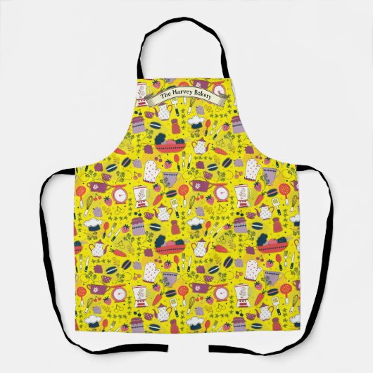 Customize Bakery Shop Kitchen Utensils Pattern Schort (Voorkant)