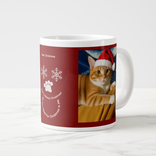 Customize ,Best Christmas ,Cat Photo Specialty Mug Grote Koffiekop (Voorkant rechts)