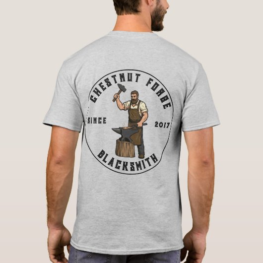 Customize Blacksmith Forge Ironworks Shop Business T-shirt (Achterkant)