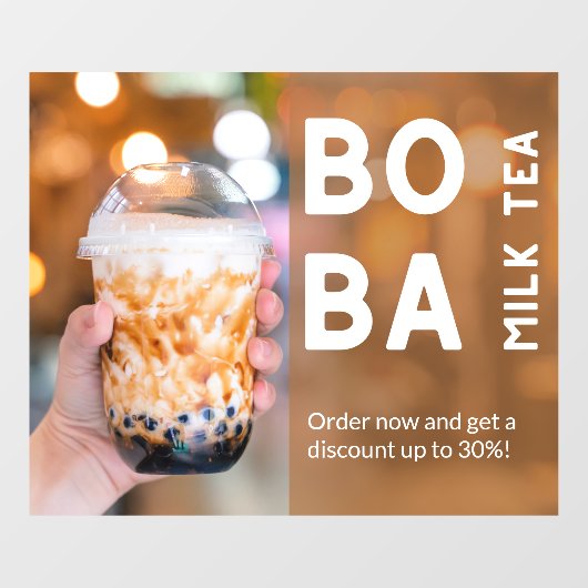 Customize Boba Milk Tea Discount Promotional Sale Raamsticker (Vel)