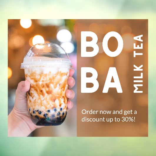Customize Boba Milk Tea Discount Promotional Sale Raamsticker (Vel 3)
