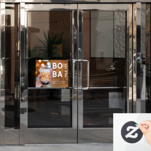 Customize Boba Milk Tea Discount Promotional Sale Raamsticker (Kantoordeur)