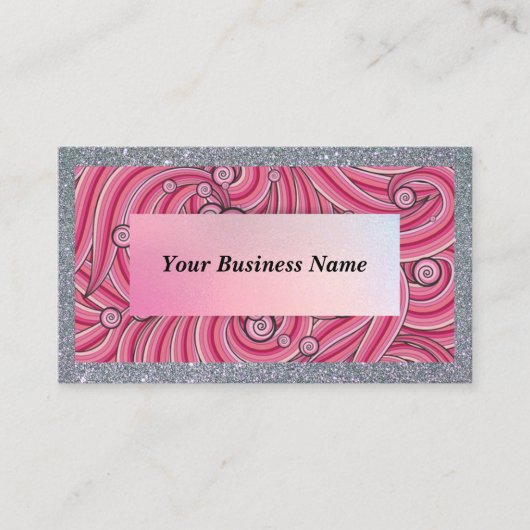 Customize Business Cards Gray & Pink Visitekaartje (Voorkant)