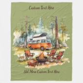 Customize Camper Van Parked In The Woods Camping Fleece Deken (Voorkant)