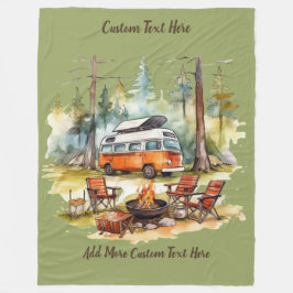 Customize Camper Van Parked In The Woods Camping Fleece Deken