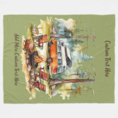 Customize Camper Van Parked In The Woods Camping Fleece Deken (Voorkant (Horizontaal))