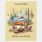 Customize Camper Van Parked In The Woods Camping Fleece Deken (Voorkant)
