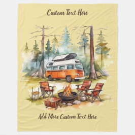 Customize Camper Van Parked In The Woods Camping Fleece Deken