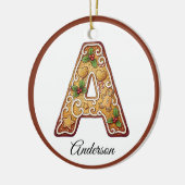 Customize Christmas Gingerbread Letter A Monogram Keramisch Ornament (Links)