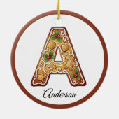 Customize Christmas Gingerbread Letter A Monogram Keramisch Ornament (Achterkant)