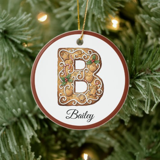 Customize Christmas Gingerbread Letter B Monogram Keramisch Ornament (Boom)
