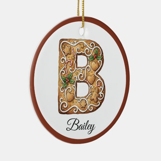 Customize Christmas Gingerbread Letter B Monogram Keramisch Ornament (Rechts)