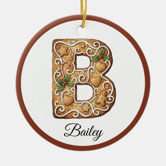 Customize Christmas Gingerbread Letter B Monogram Keramisch Ornament (Voorkant)