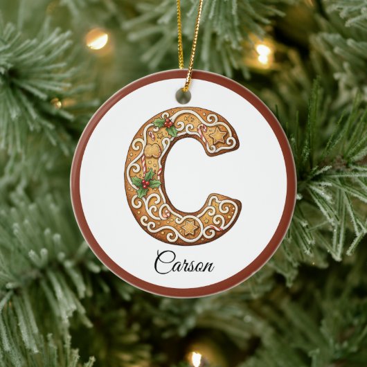 Customize Christmas Gingerbread Letter C Monogram Keramisch Ornament (Boom)