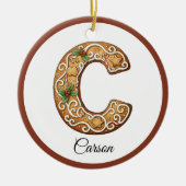 Customize Christmas Gingerbread Letter C Monogram Keramisch Ornament (Voorkant)