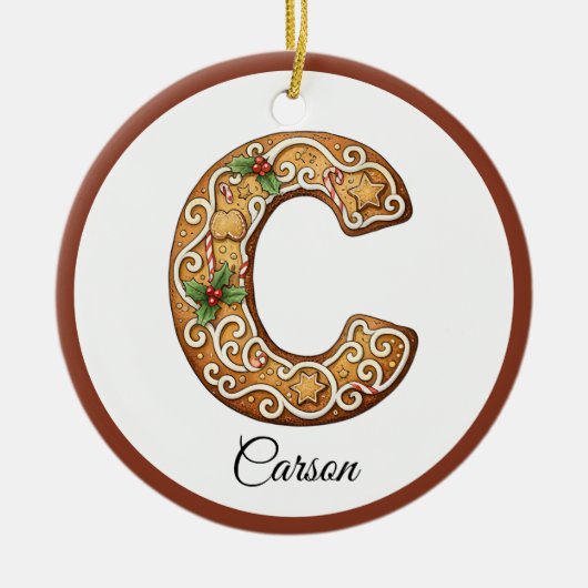 Customize Christmas Gingerbread Letter C Monogram Keramisch Ornament (Voorkant)
