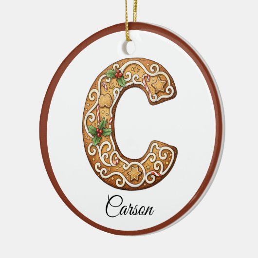 Customize Christmas Gingerbread Letter C Monogram Keramisch Ornament (Links)