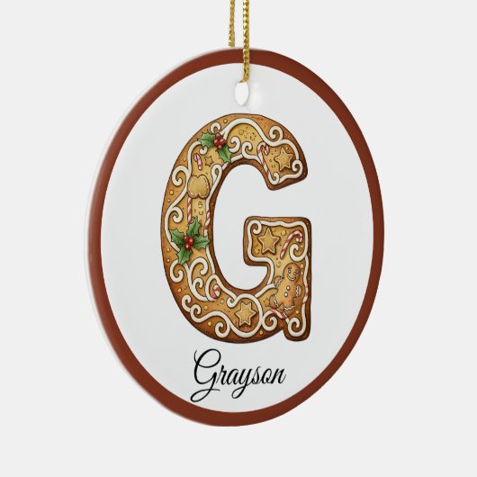 Customize Christmas Gingerbread Letter G Monogram Keramisch Ornament (Rechts)